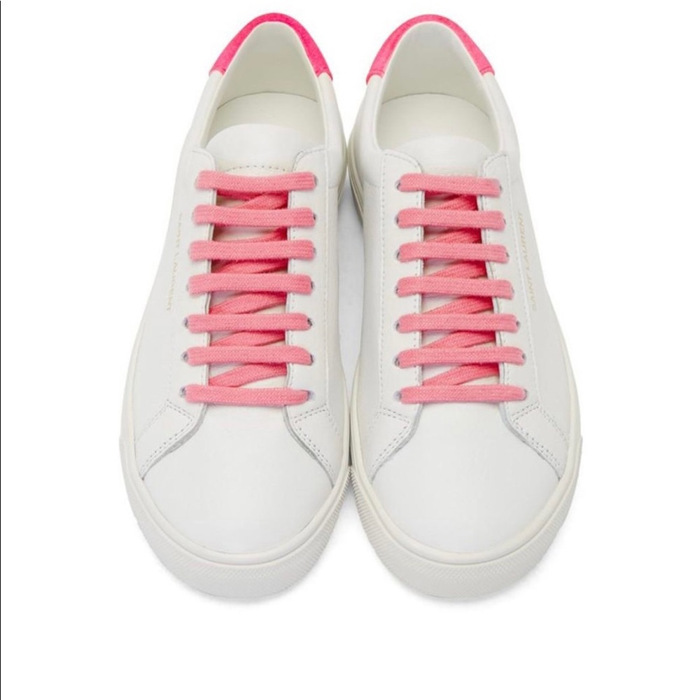 Saint Laurent White and Pink Andy Sneakers
